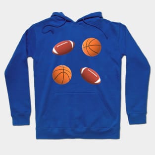 Footballs and Basketballs (White Background) Hoodie